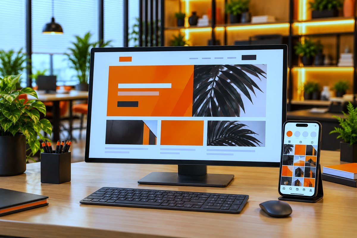 Designer da CIIS montando o layout de um site e de posts