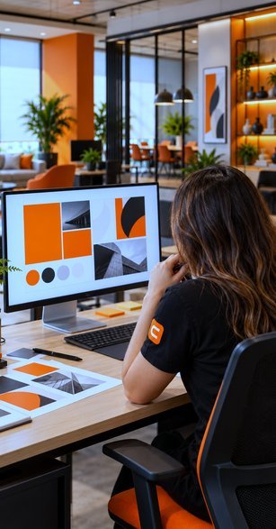 Designer da CIIS criando um layout no computador
